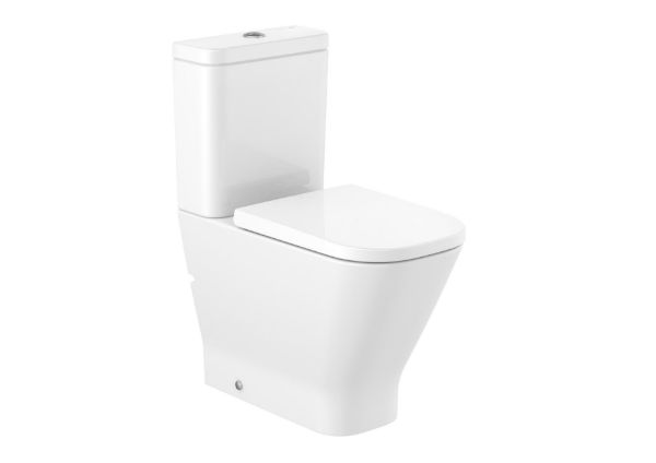 INODORO DE TANQUE BAJO COMFORT ADOSADO PARED  ALIMENTACION LATERAL RIMLESS THE GAP SQUARE BLANCO				