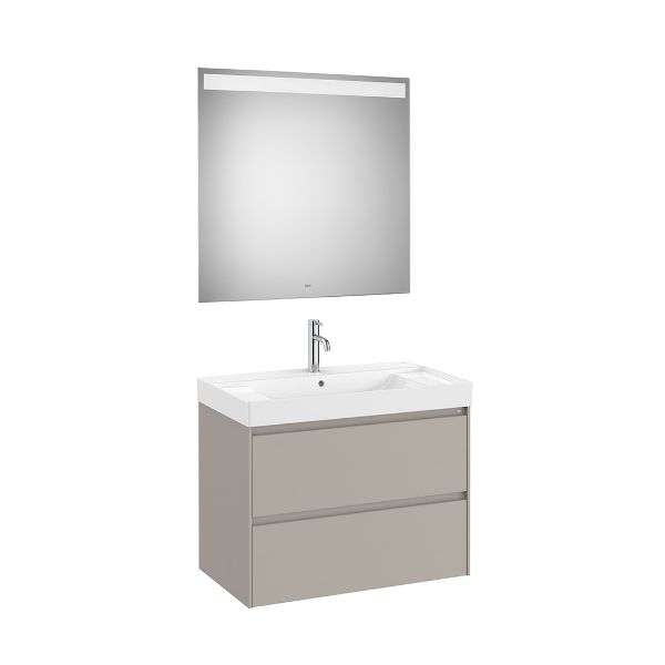 Imagen de PACK, MUEBLE LAVABO CENTRADO Y ESPEJO, MODELO ONA  ACABADO GRIS MATE  Y MEDIDA  800X460