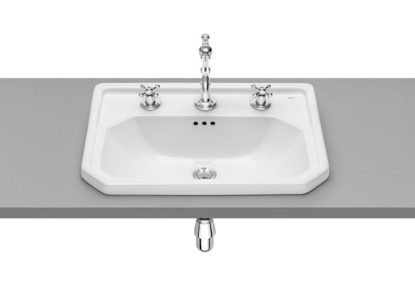 LAVABO CARMEN BLANCO 600x450 ENCIMERA 3ORIFICIOS A3270A5003