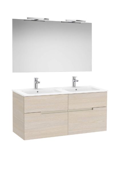 PACK, MUEBLE LAVABO Y ESPEJO, MOD VICTORIA-N V  2024 4  CJ  ACAB FRESNO CLARO Y LAVABO DOBLE MED 1200X460 A852109541