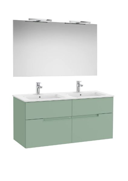 PACK, MUEBLE LAVABO Y ESPEJO, MOD VICTORIA-N V  2024 4  CJ  ACAB VERDE SAVIA Y LAVABO DOBLE MED 1200X460 A852109564