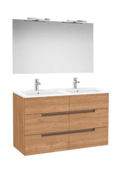 PACK, MUEBLE LAVABO Y ESPEJO, MOD VICTORIA-N V 2024 6  CJ  ACAB NOGAL Y LAVABO DOBLE MED 1200X460 A852114517